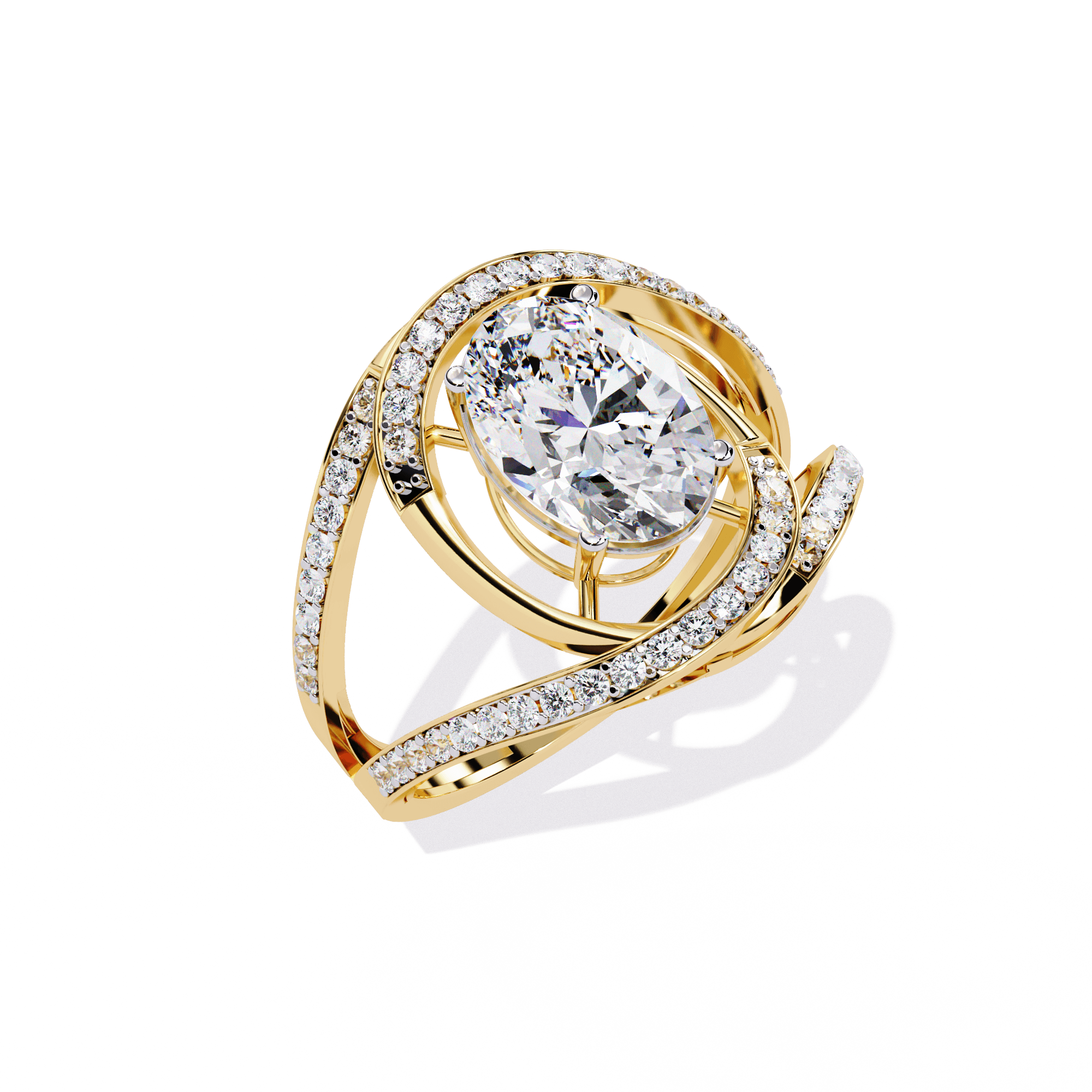 oval shaped handcrafted bridal ring — image 1