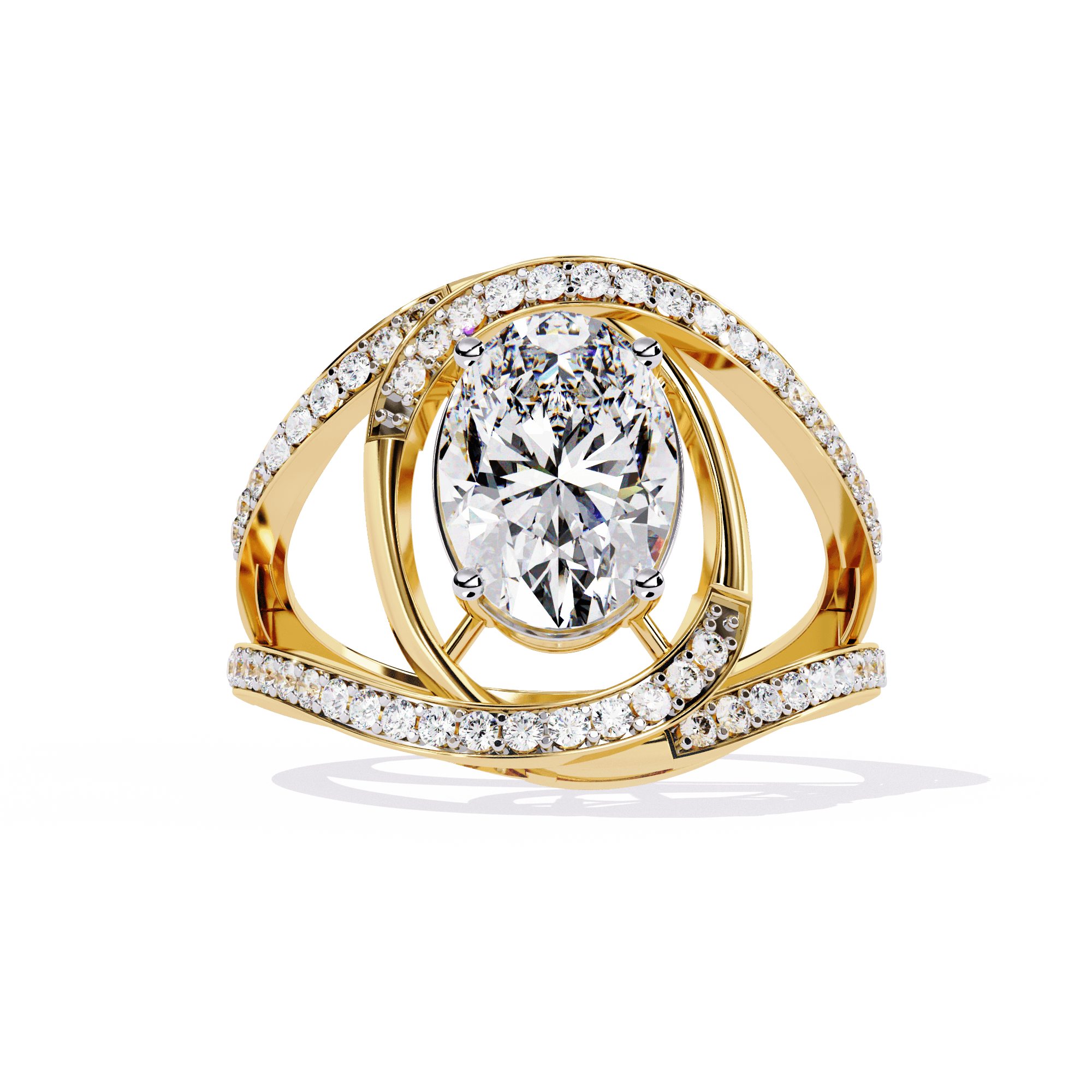 oval shaped handcrafted bridal ring — image 2