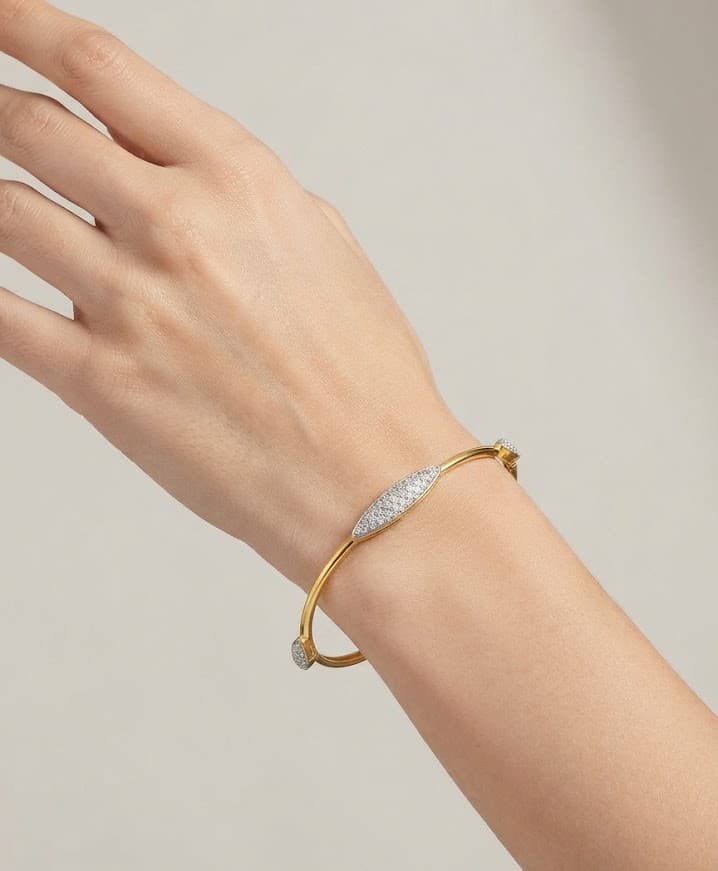 The Marquise Cluster Station Diamond and Gold Bangle — image 1