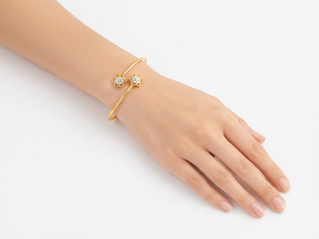 Golden Blossom Diamond Bypass Bangle — image 1