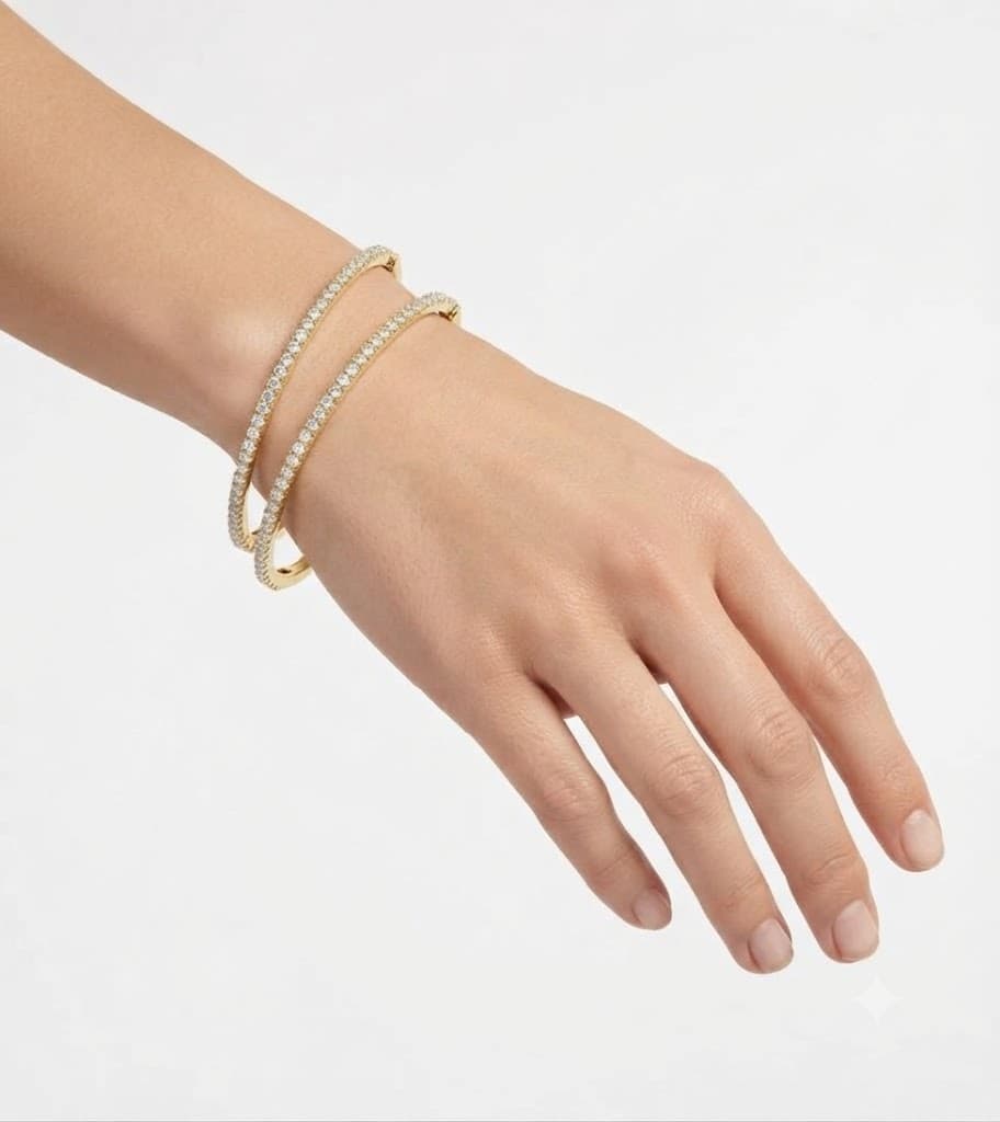 Radiant Stackable Pavé Diamond Bangle — image 1