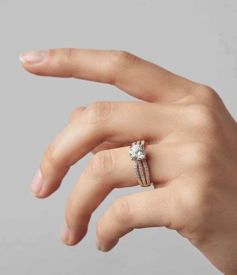 Astrid Triple-Band Pavé Diamond Engagement Ring — image 1