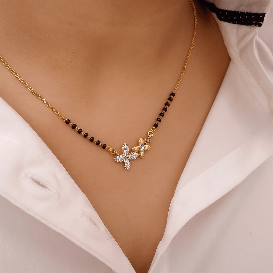 Blossom Petal Diamond Mangalsutra — image 1