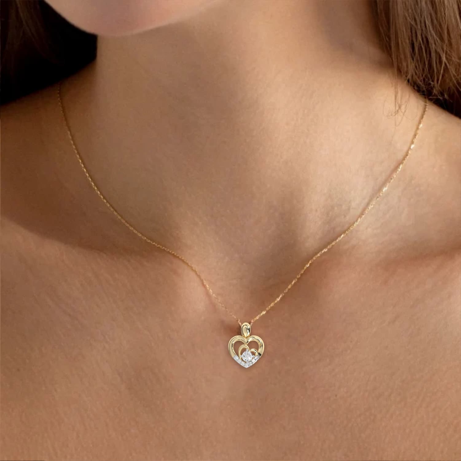 Interlocking Heart Diamond Pendant — image 1