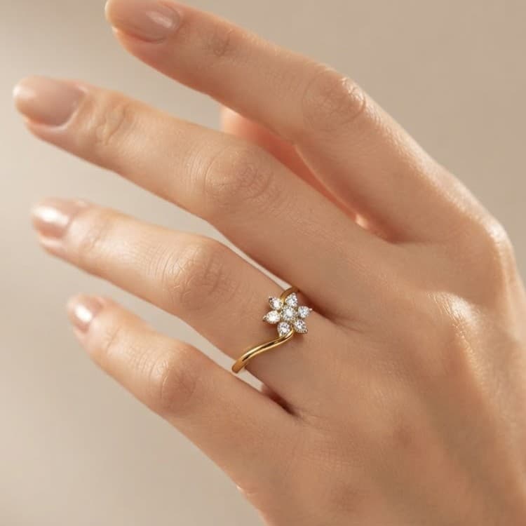 Floral Cluster Bypass Diamond Ring — image 1