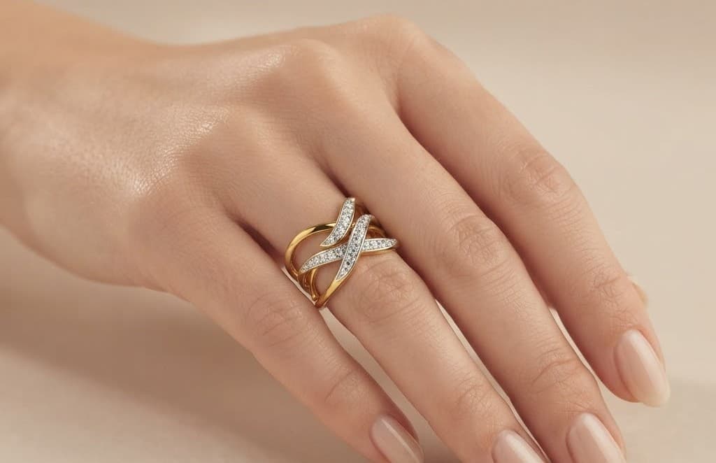 Intertwined Ribbon Diamond Statement Ring — image 1